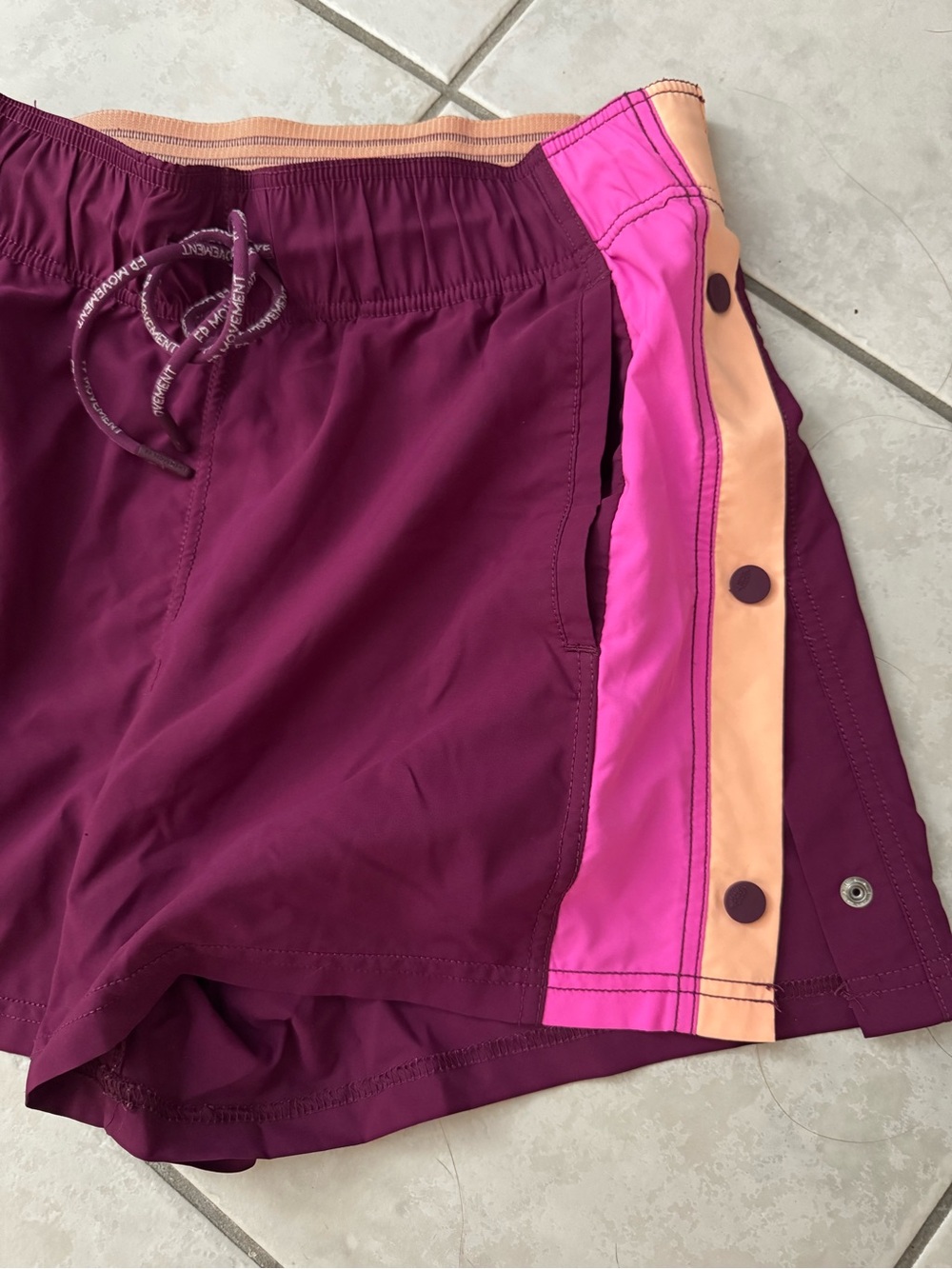 FP Movement by Free People Maroon Shorts with Pink & Peach Panels